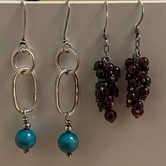 Sterling Silver 925 and Gemstone Earrings – 2 Pairs - Picture 9 of 11